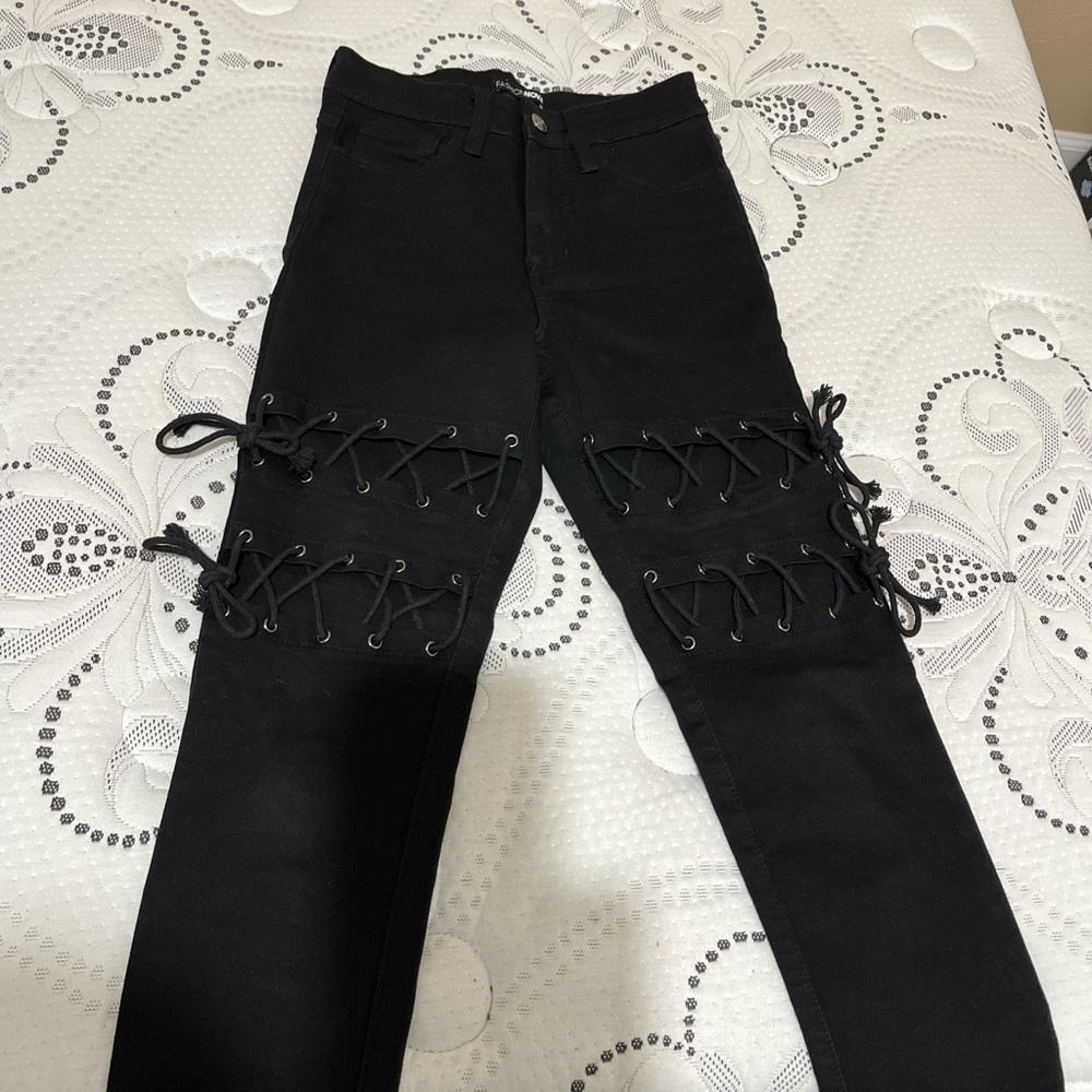 Fashion Nova Black Buttoned Pants
